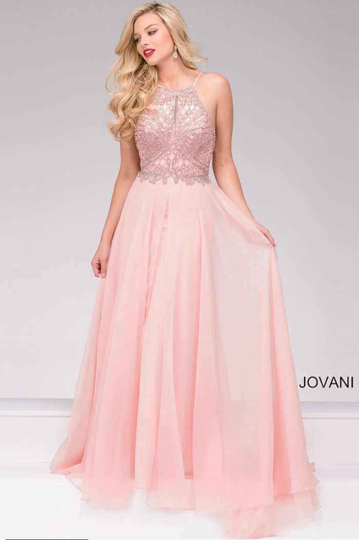 blush halter gown